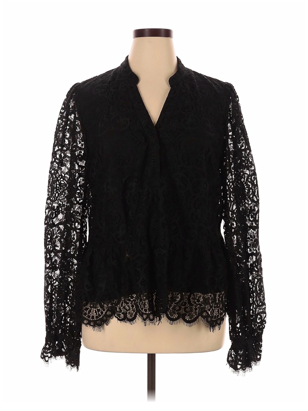 NWT Lilly Pulitzer Jacelynne Black Lace Peplum Blouse Long Sleeve SIZE M - Picture 2 of 8